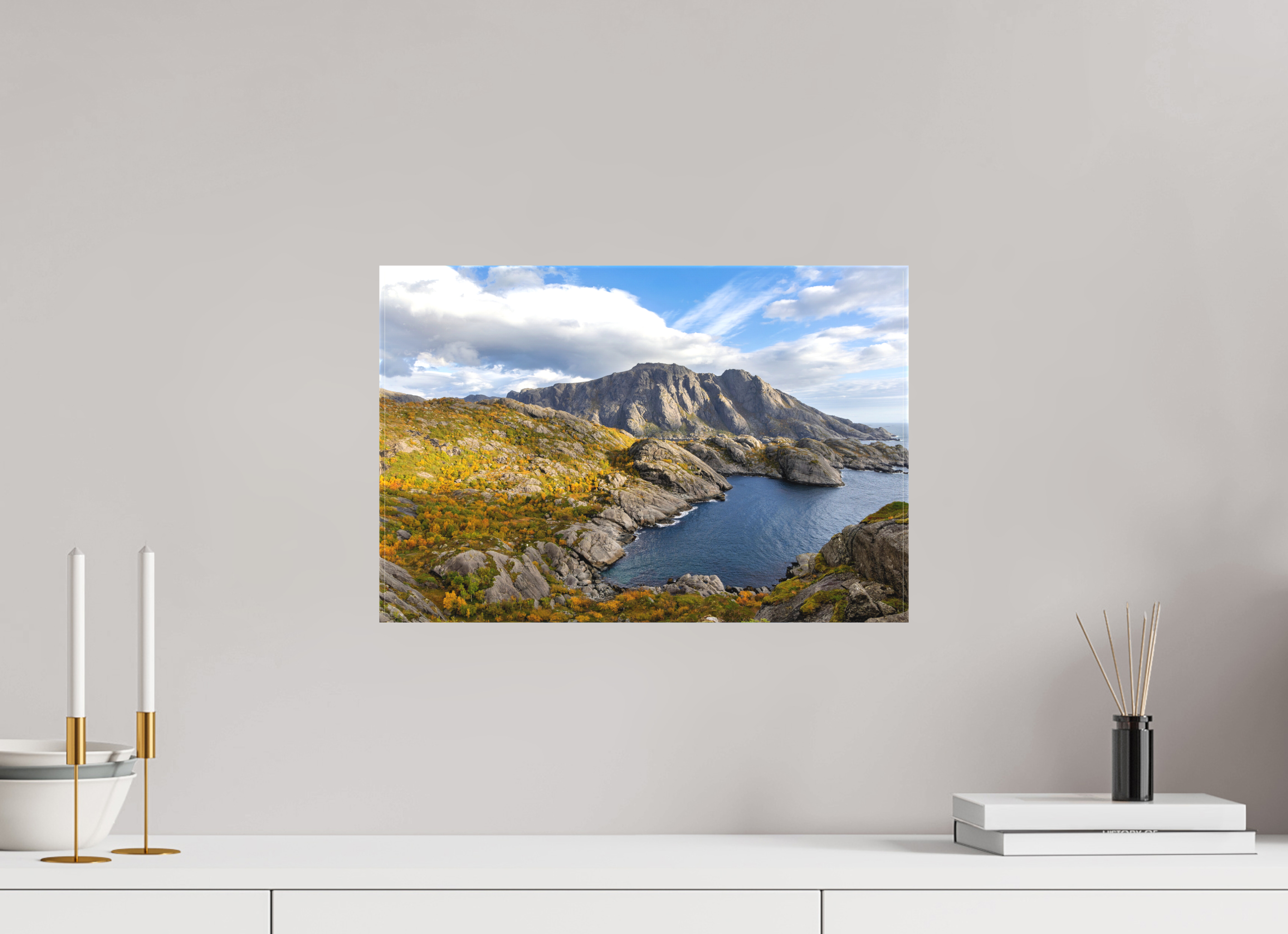 45 x 30 cm, Cadre simple Matte on Stretcher Frame Couleurs d'automne aux îles Lofoten