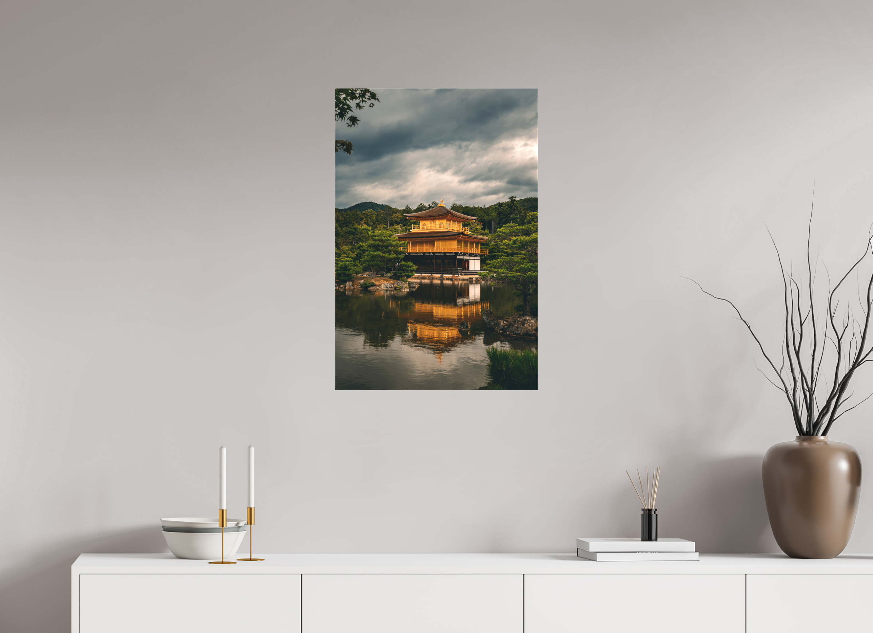 50 x 75 cm, Cadre simple Matte on Stretcher Frame Kinkaku-ji