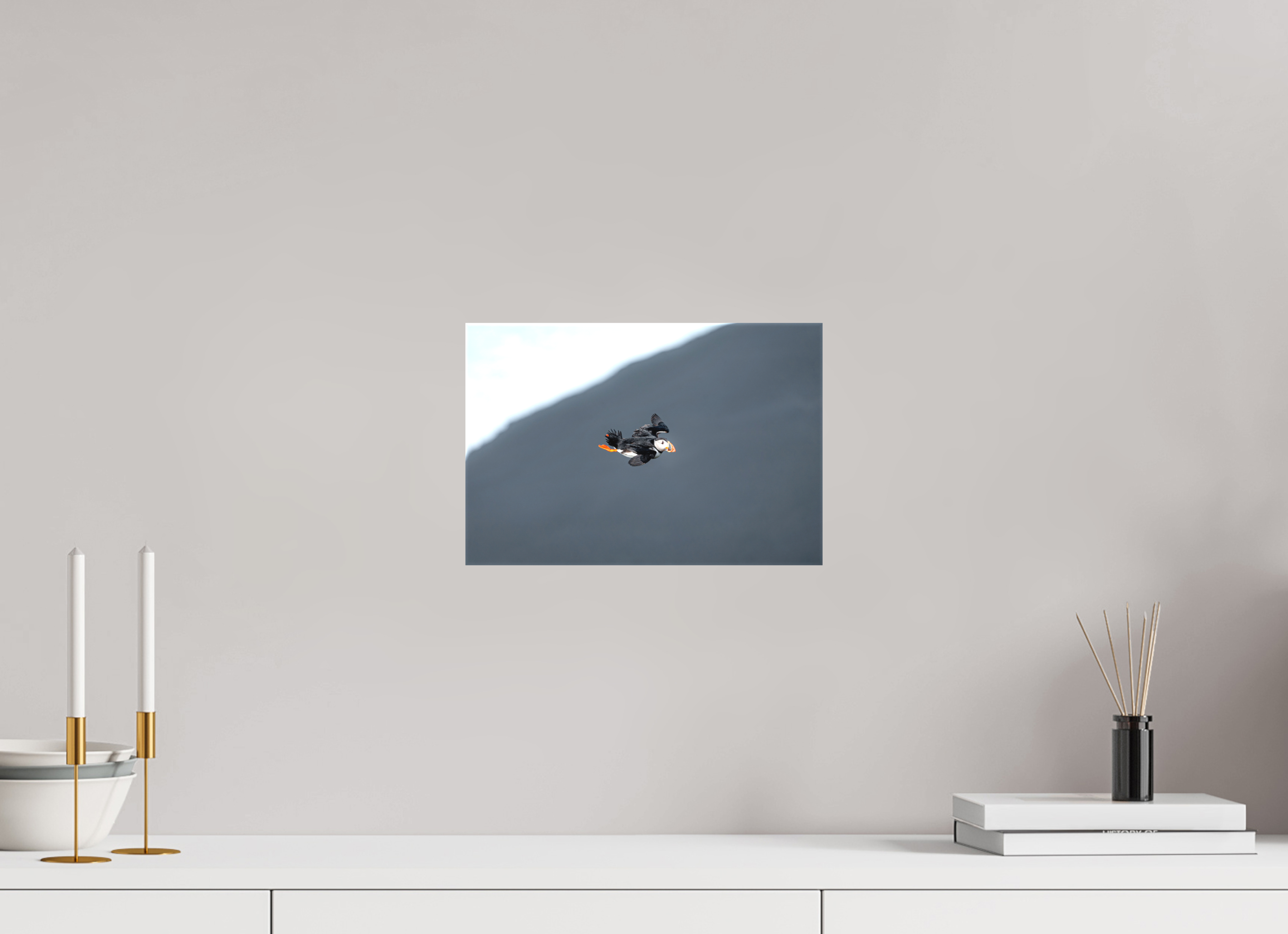 30 x 20 cm, Cadre simple Matte on Stretcher Frame Macareux en vol