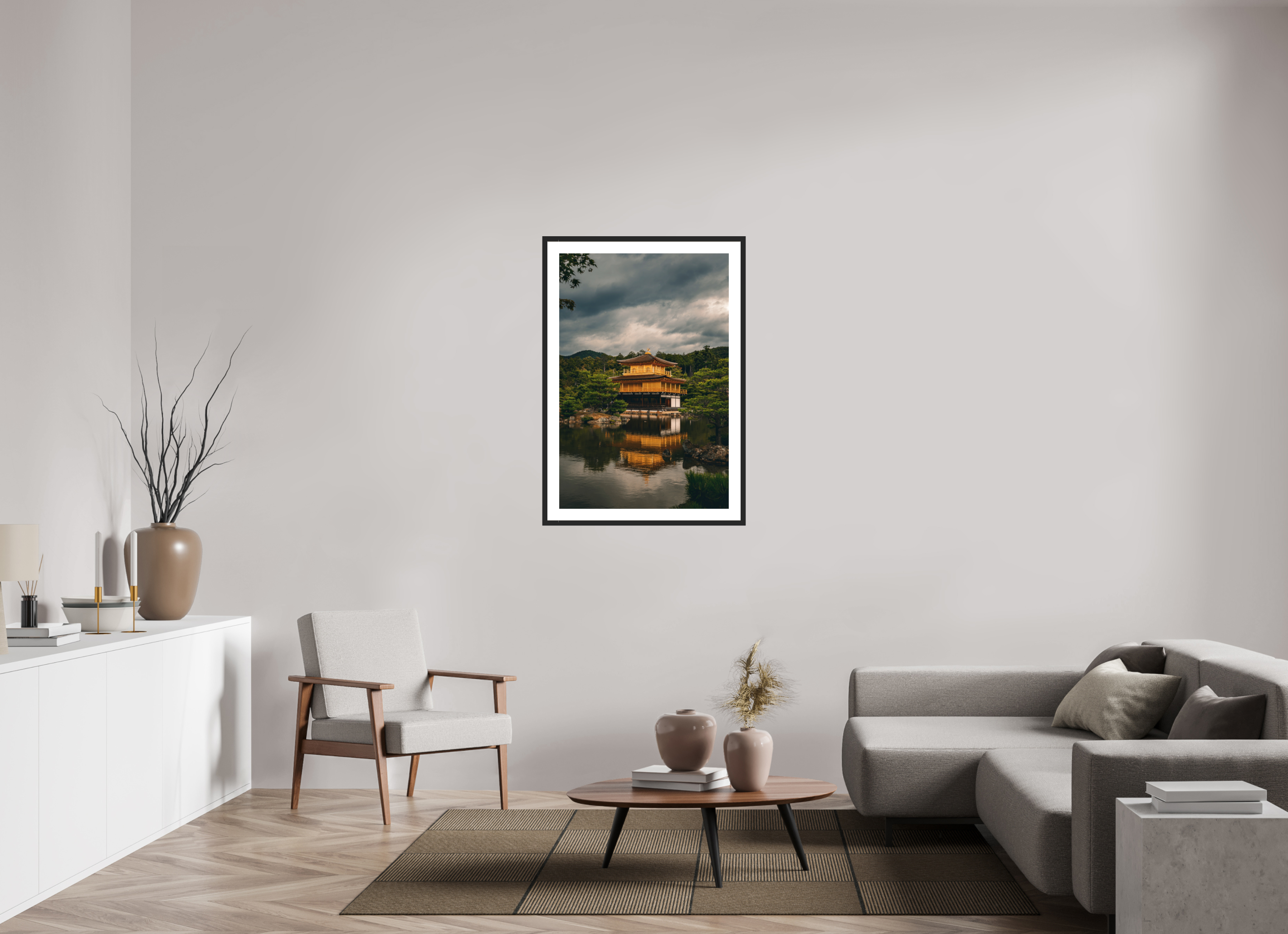 70 x 105 cm, Cadre avec passe partout Kinkaku-ji
