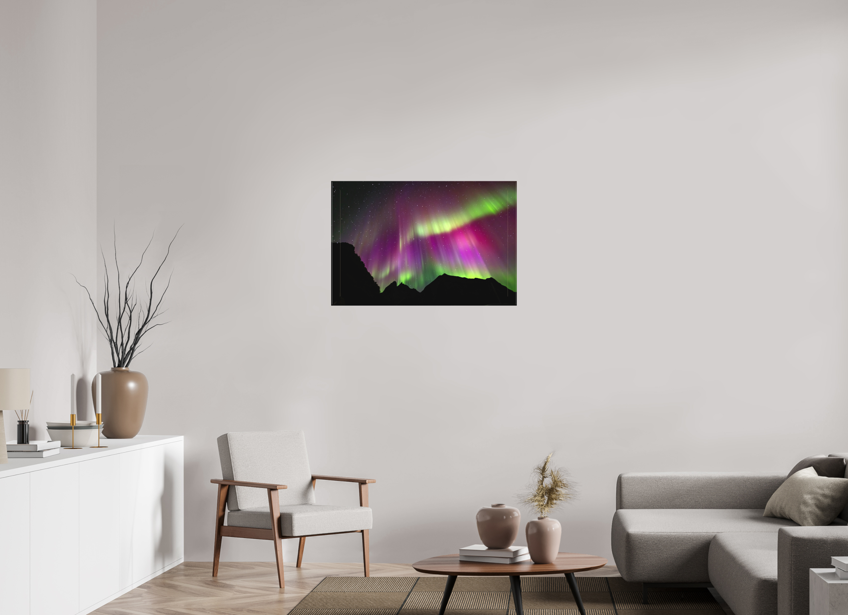 90 x 60 cm, Cadre simple Matte on Stretcher Frame Northern Lights