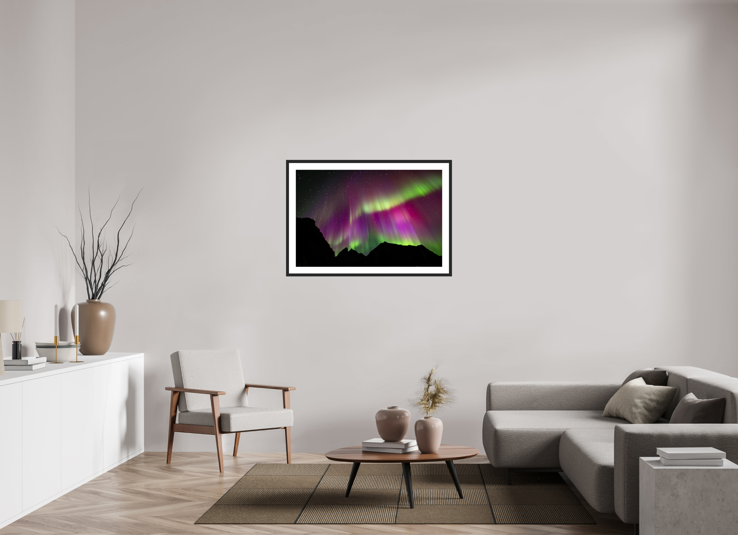 105 x 70 cm, Cadre avec passe partout Northern Lights