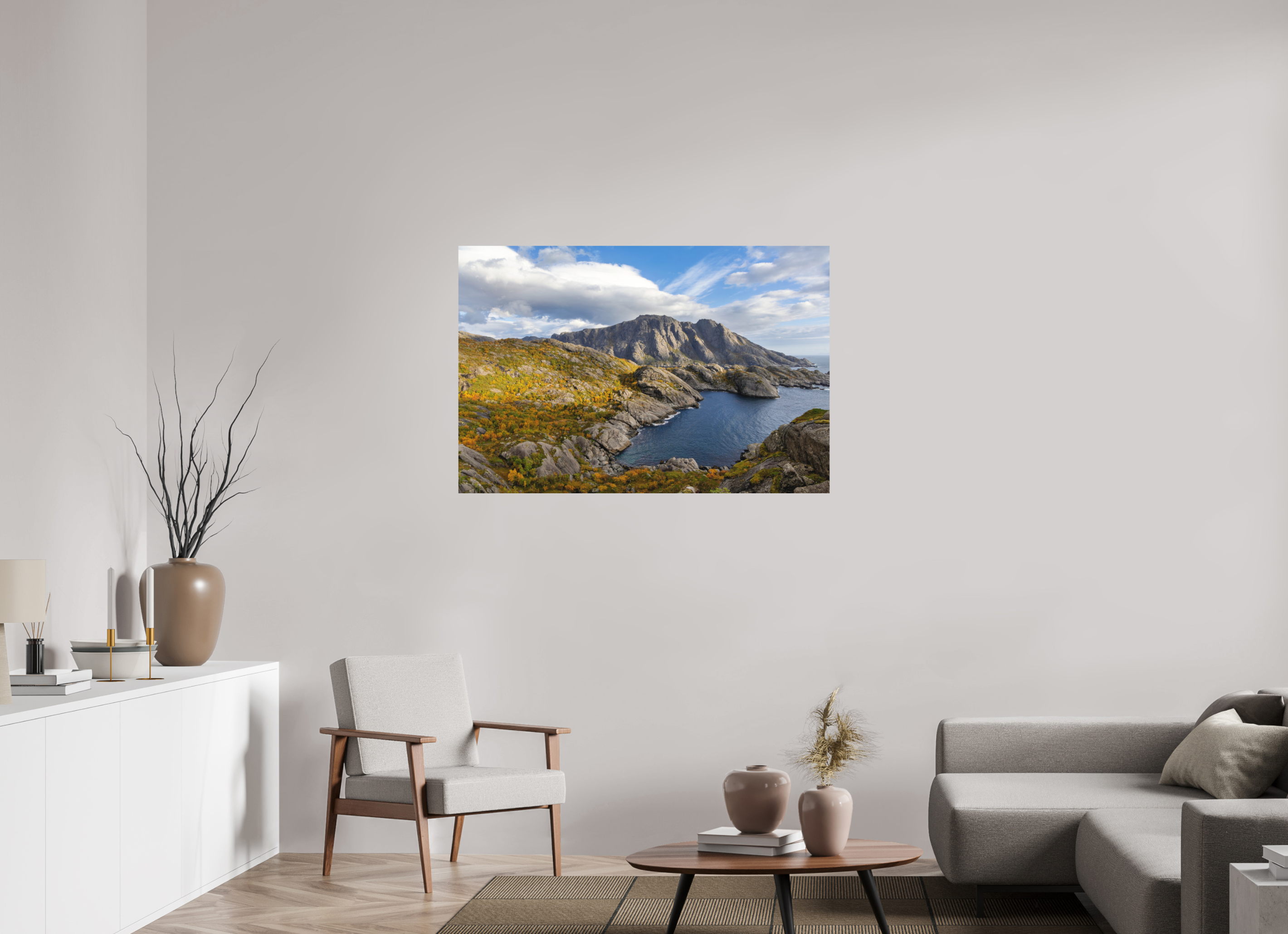 120 x 80 cm, Aluminium Couleurs d'automne aux îles Lofoten