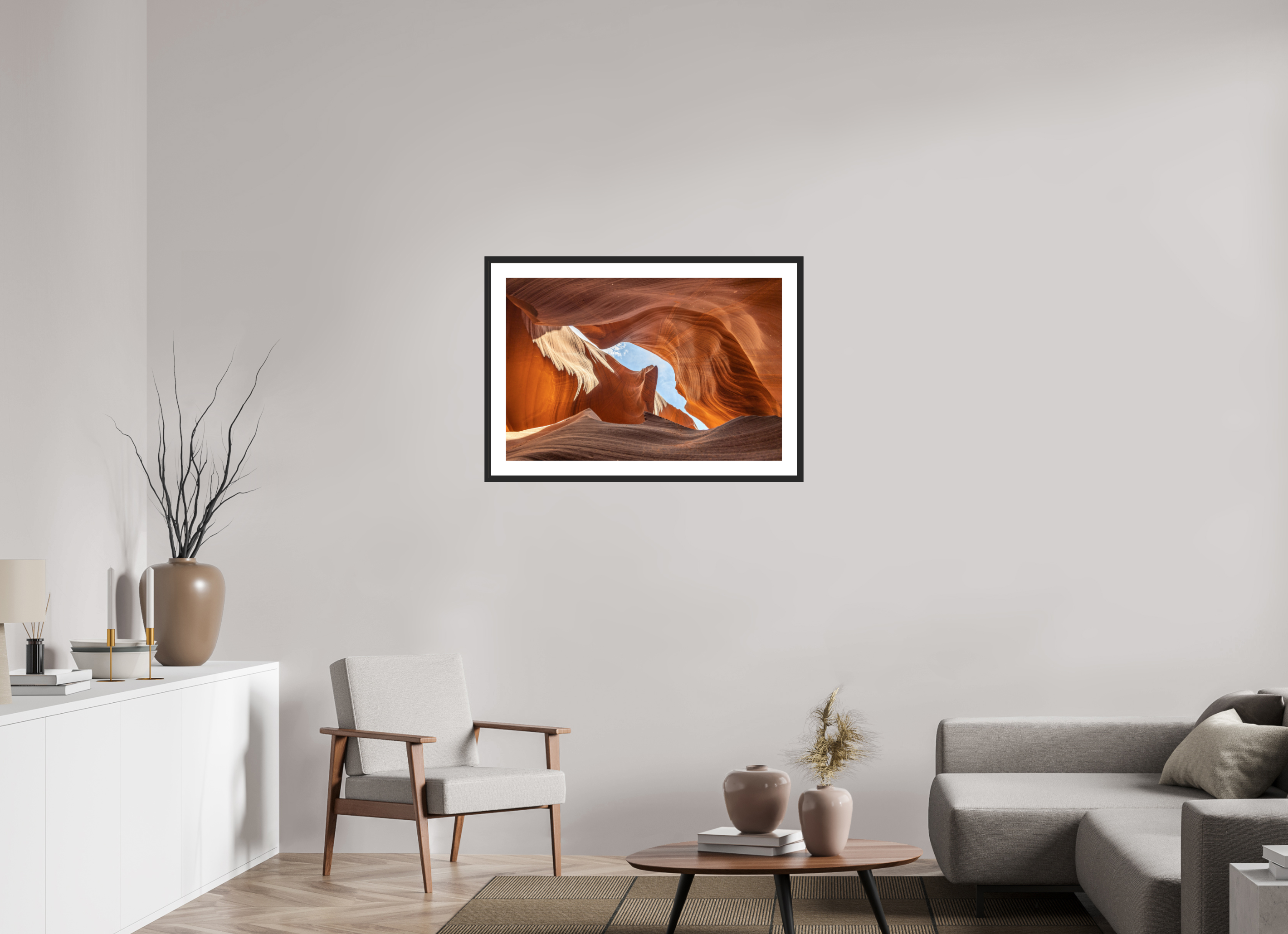 90 x 60 cm, Cadre avec passe partout Antelope Canyon