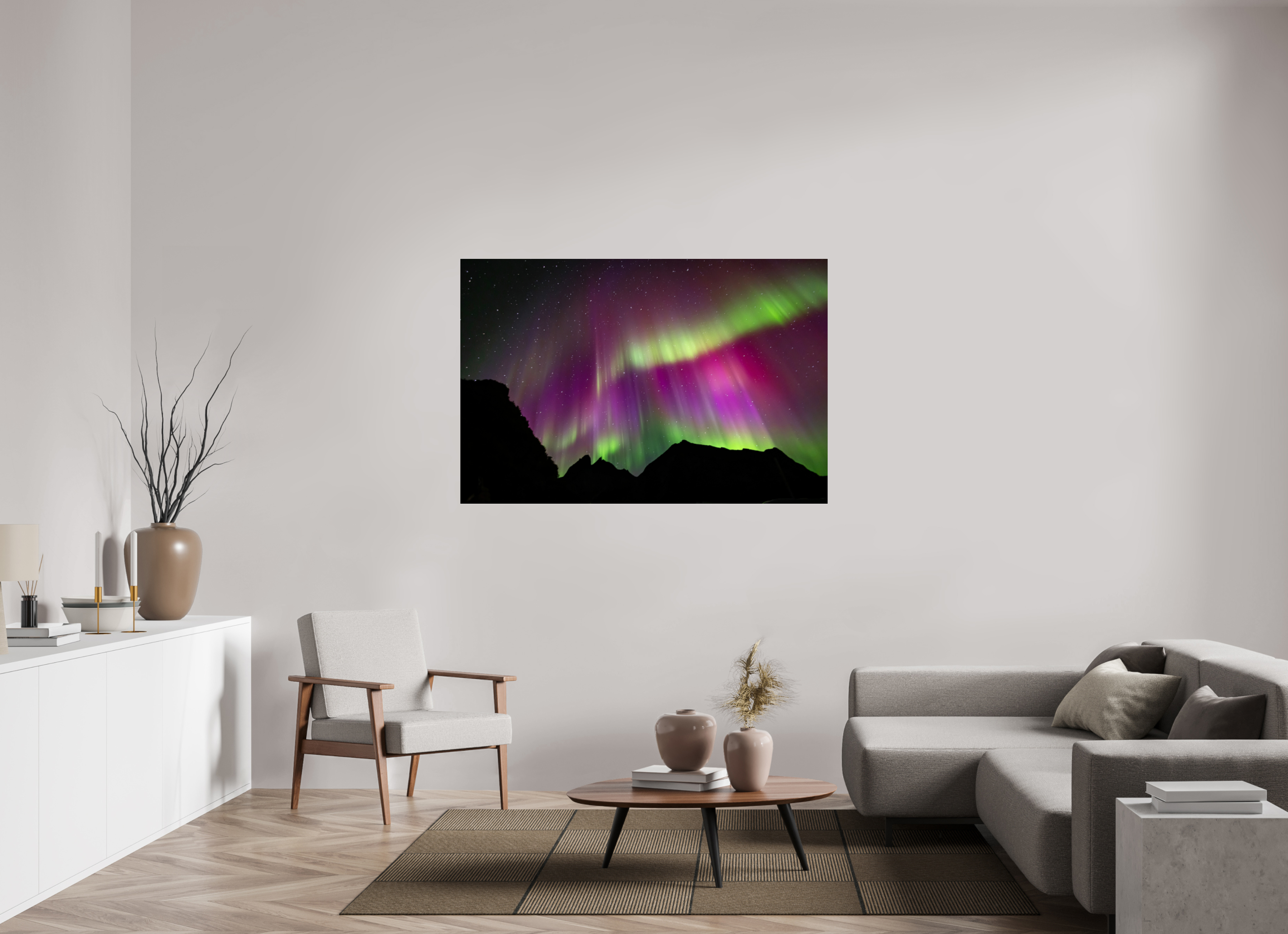 150 x 100 cm, Photo Print Under Acrylic Glass Northern Lights