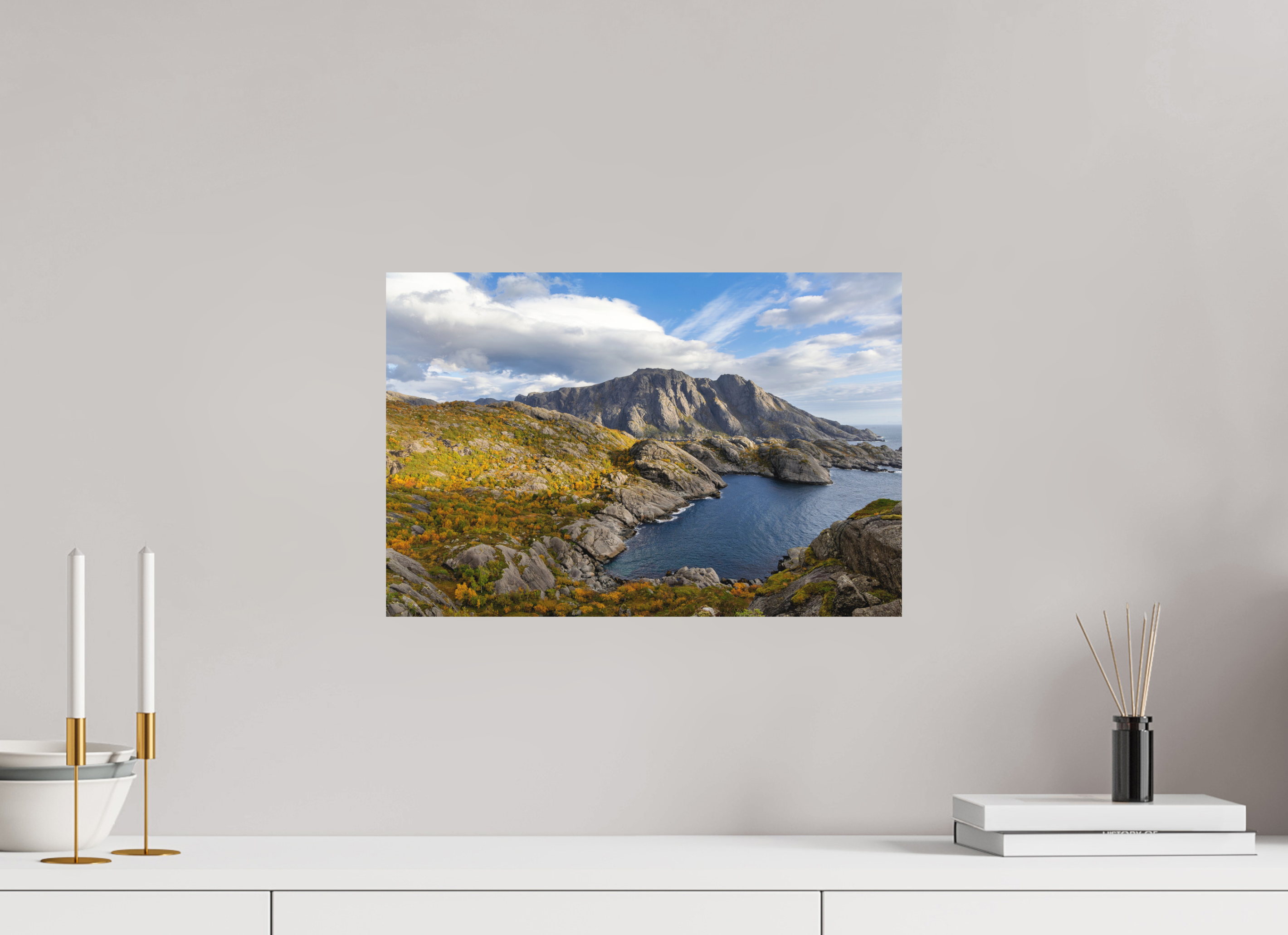 45 x 30 cm, Aluminium Couleurs d'automne aux îles Lofoten