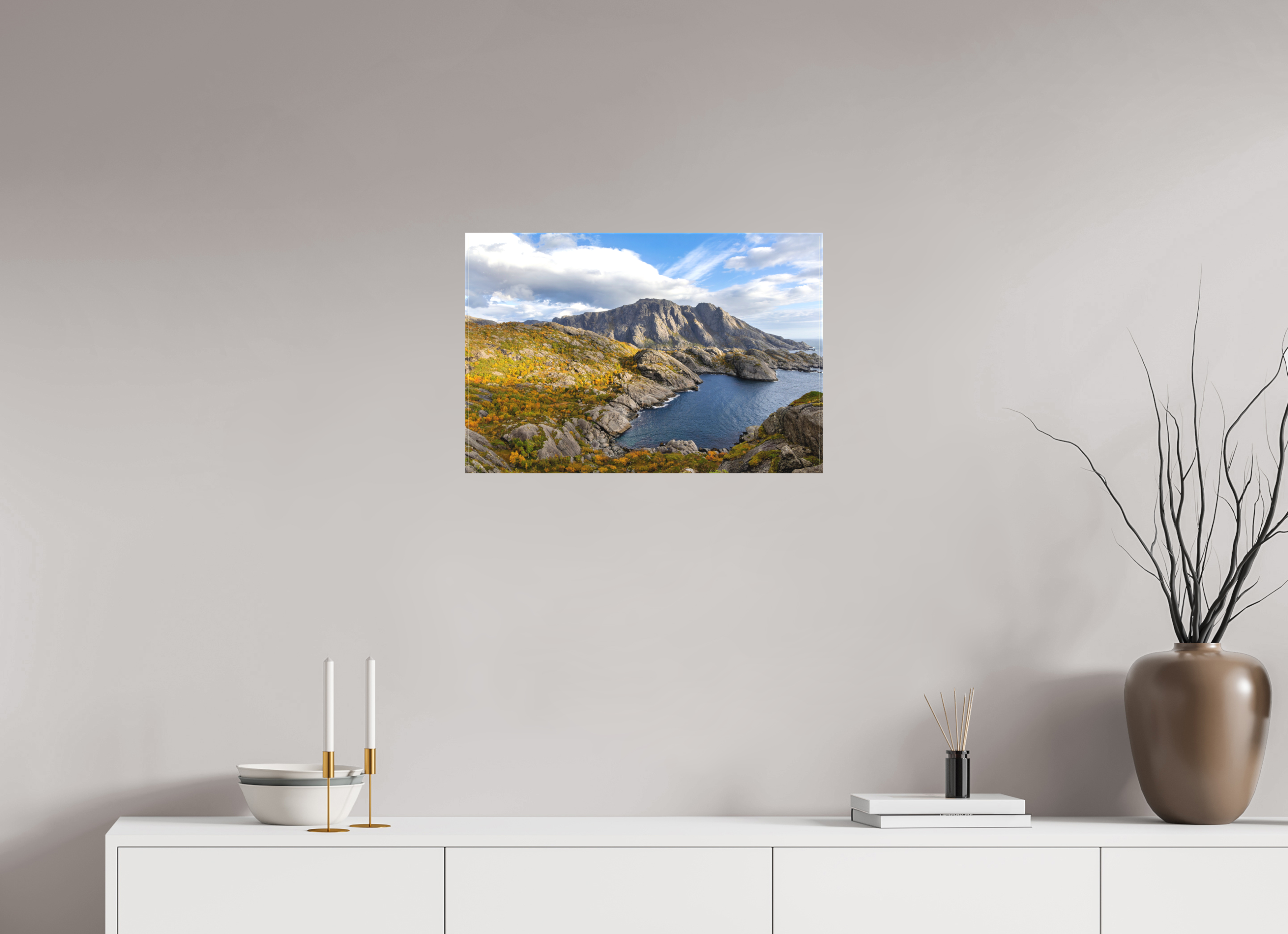 60 x 40 cm, Cadre simple Matte on Stretcher Frame Couleurs d'automne aux îles Lofoten