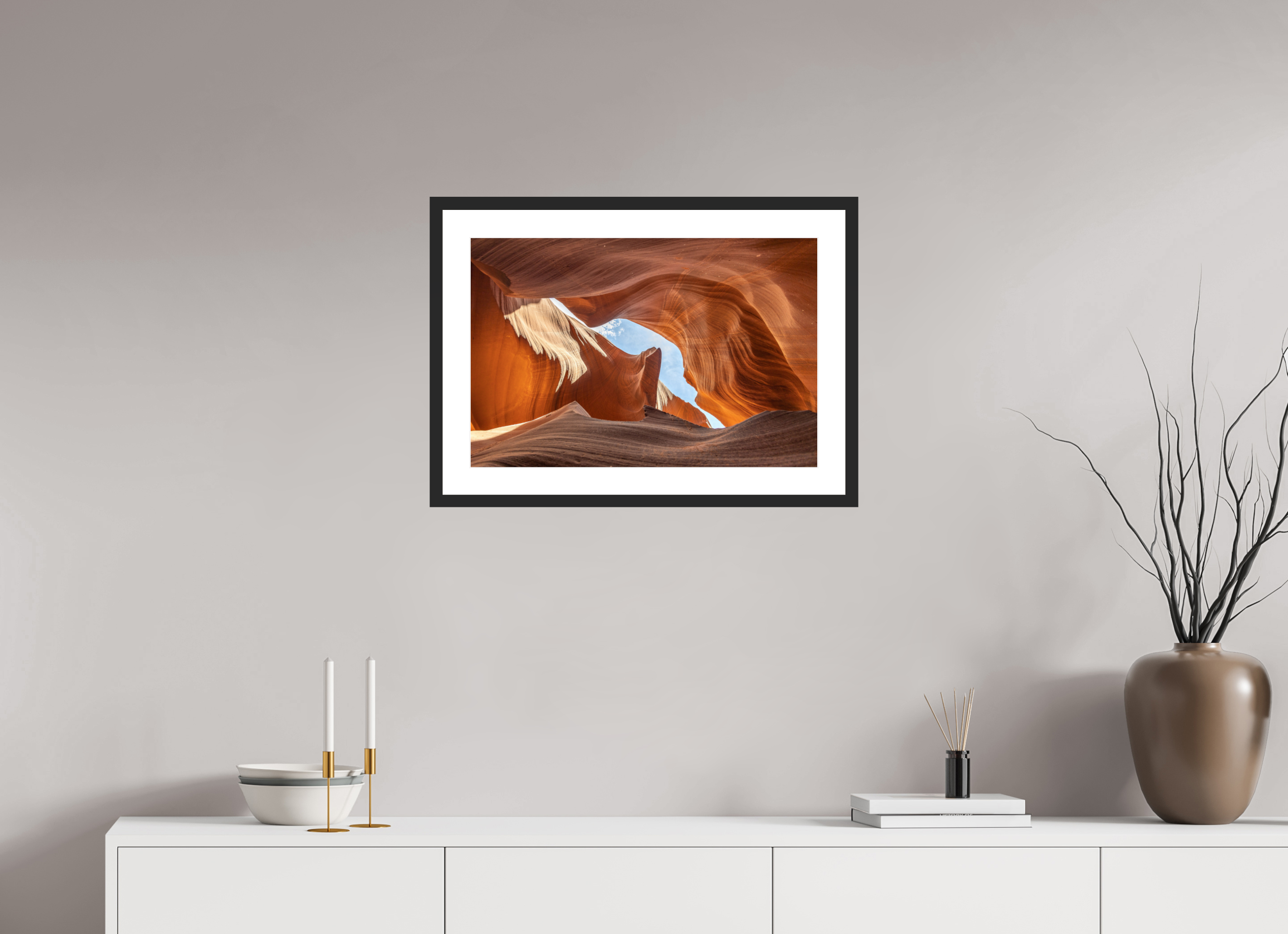 60 x 40 cm, Cadre avec passe partout Antelope Canyon