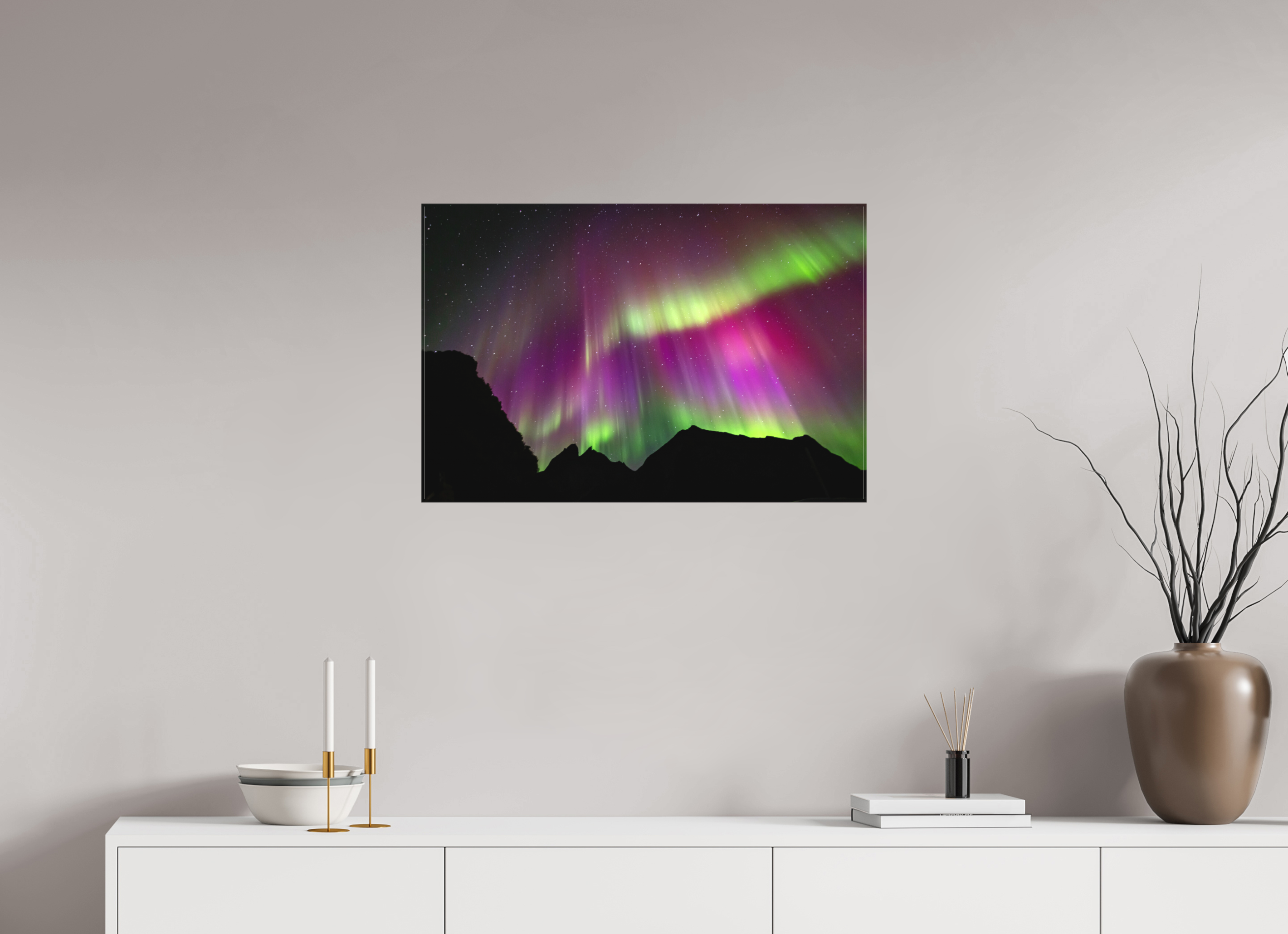 75 x 50 cm, Cadre simple Matte on Stretcher Frame Northern Lights