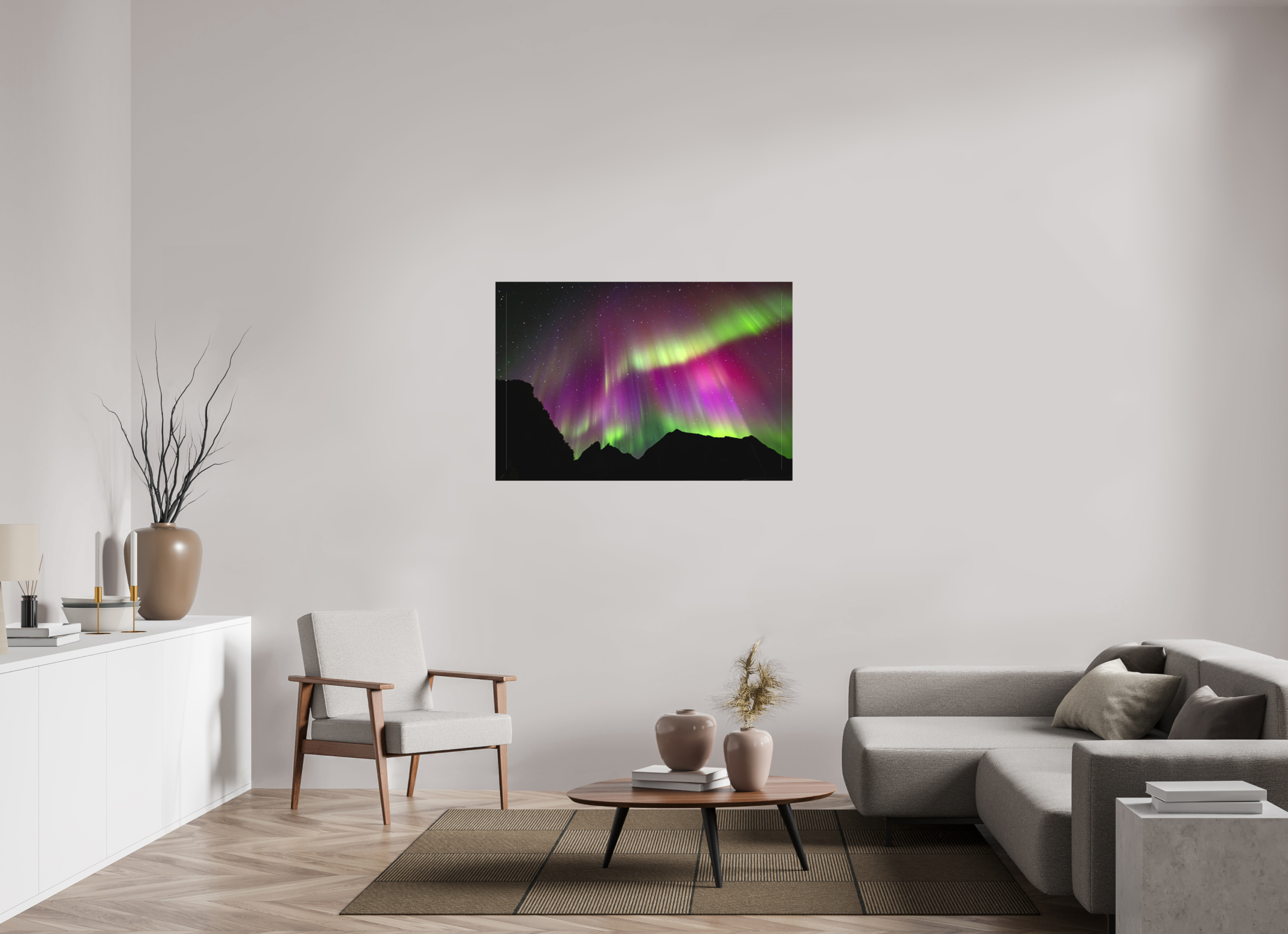 120 x 80 cm, Cadre simple Matte on Stretcher Frame Northern Lights