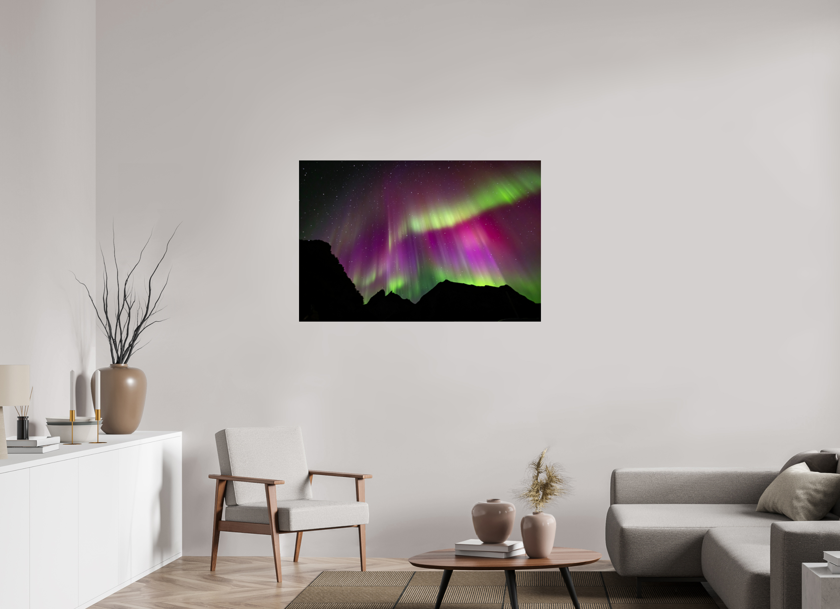 120 x 80 cm, Photo Print Under Acrylic Glass Northern Lights