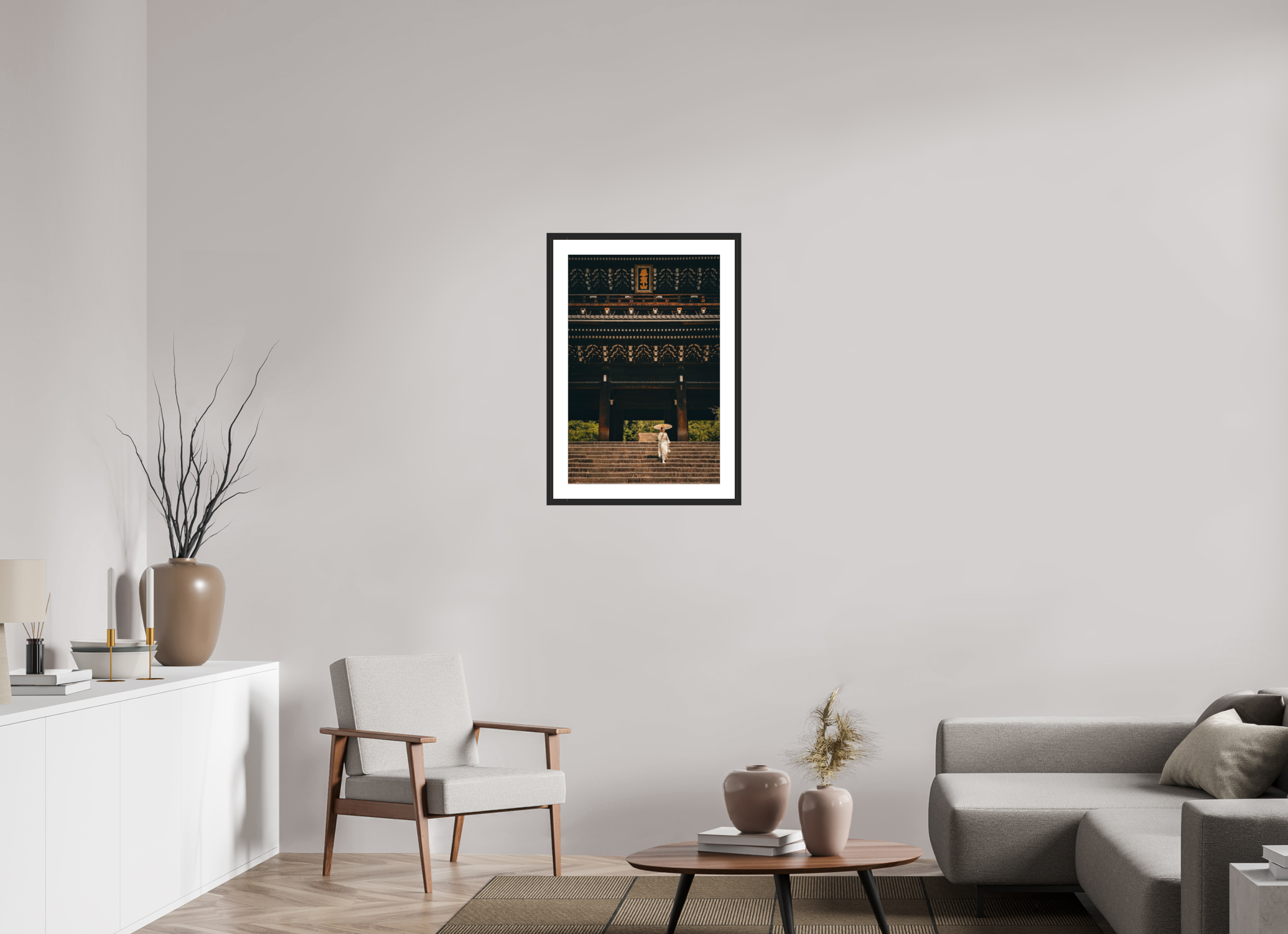 50 x 75 cm, Cadre avec passe partout Chion-in Temple