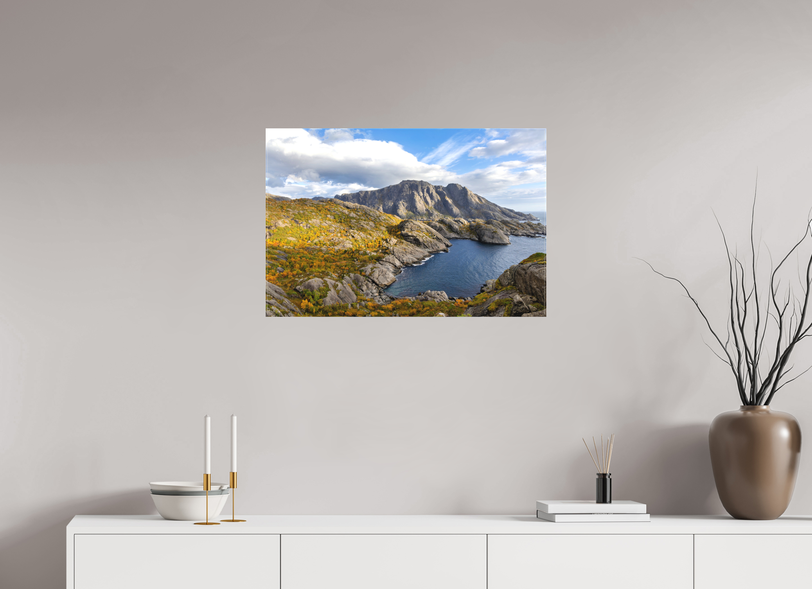 75 x 50 cm, Cadre simple Matte on Stretcher Frame Couleurs d'automne aux îles Lofoten