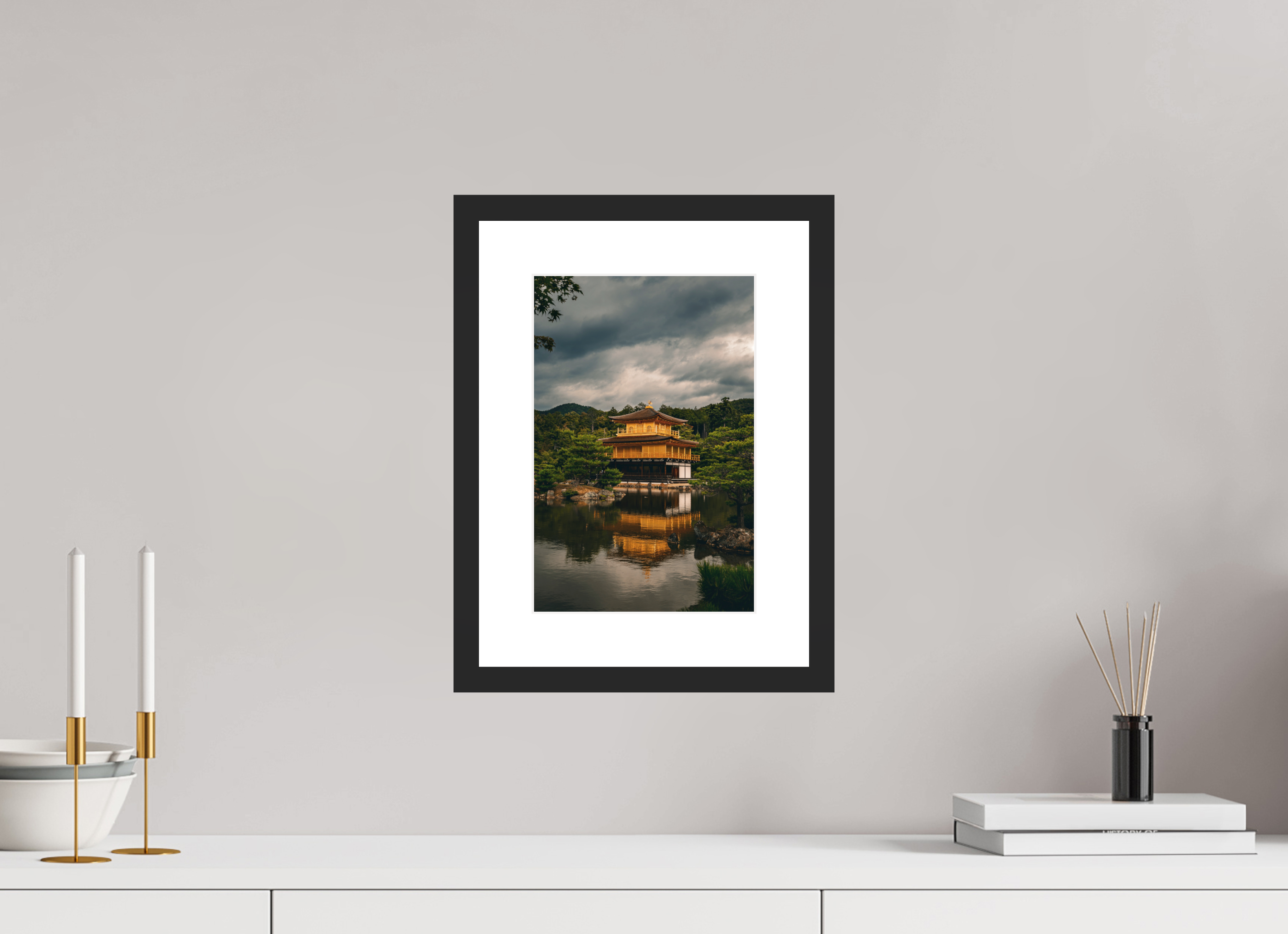 20 x 30 cm, Cadre avec passe partout Kinkaku-ji