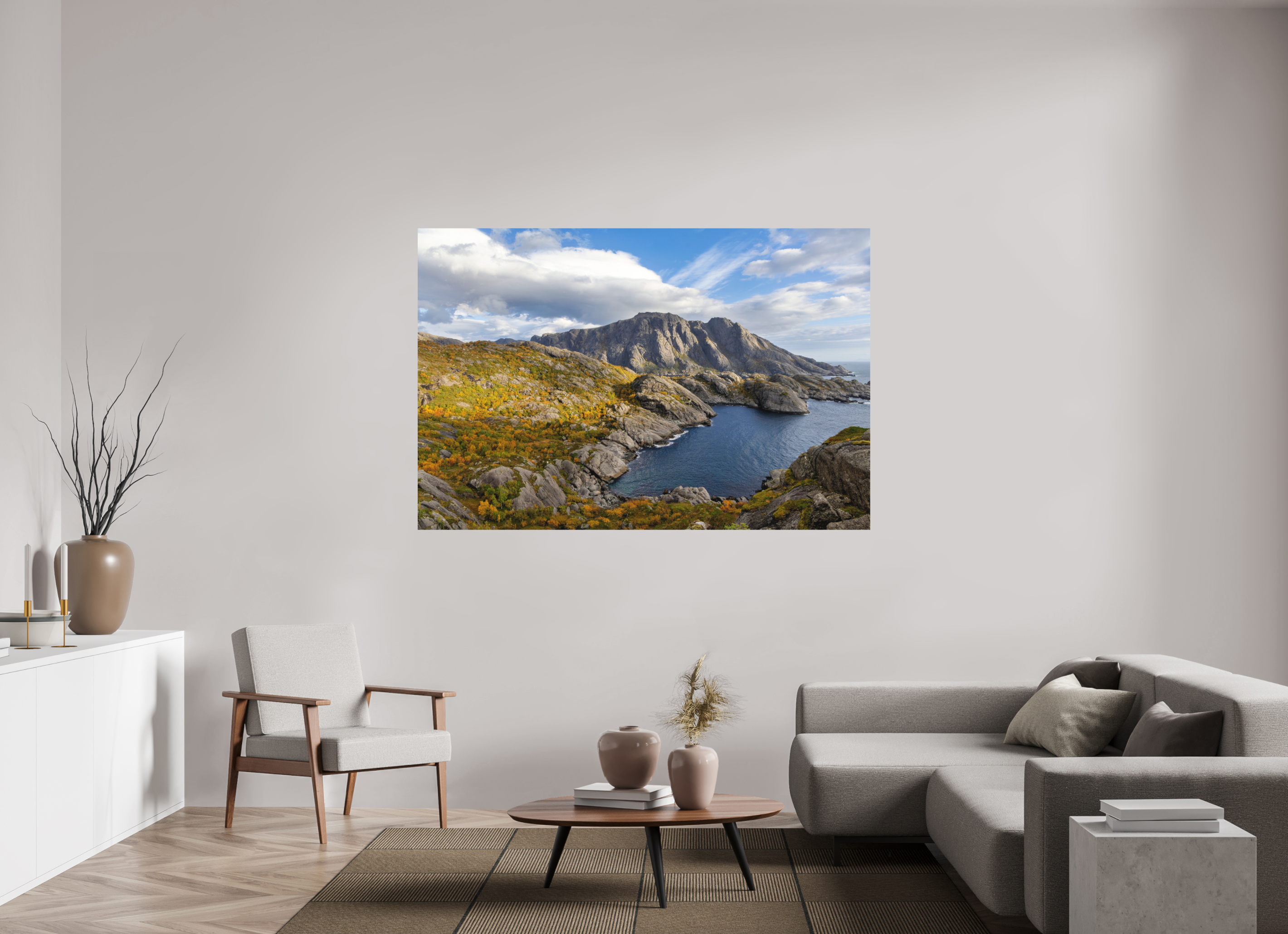 180 x 120 cm, Aluminium Couleurs d'automne aux îles Lofoten