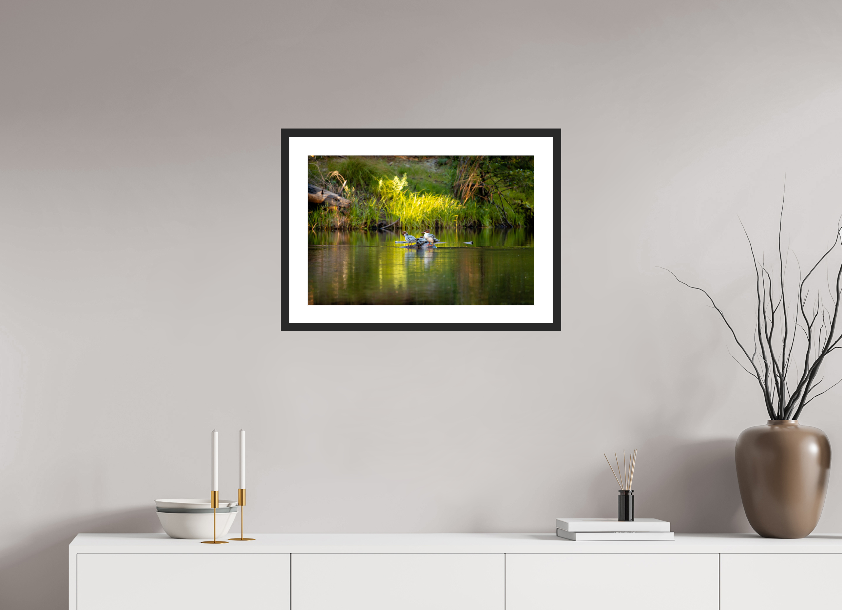 60 x 40 cm, Cadre avec passe partout Mergus