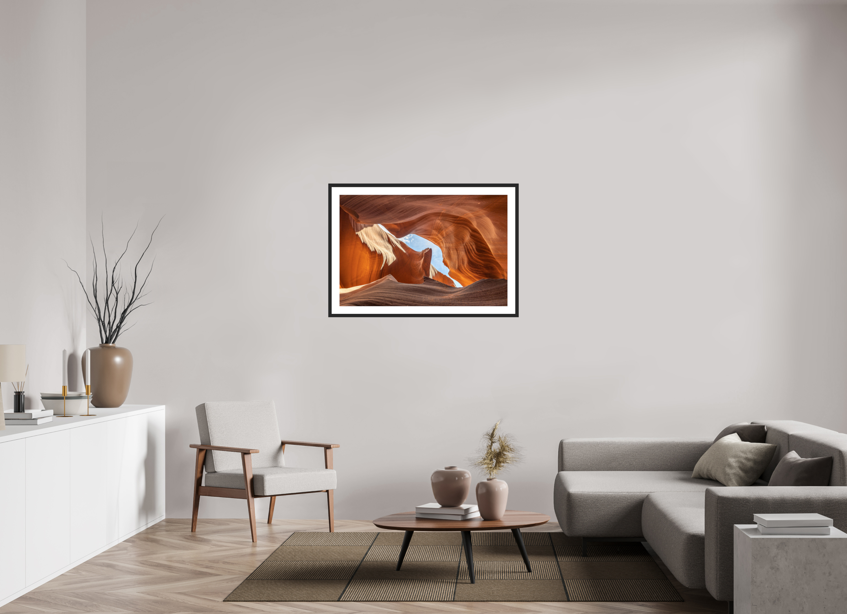 105 x 70 cm, Cadre avec passe partout Antelope Canyon
