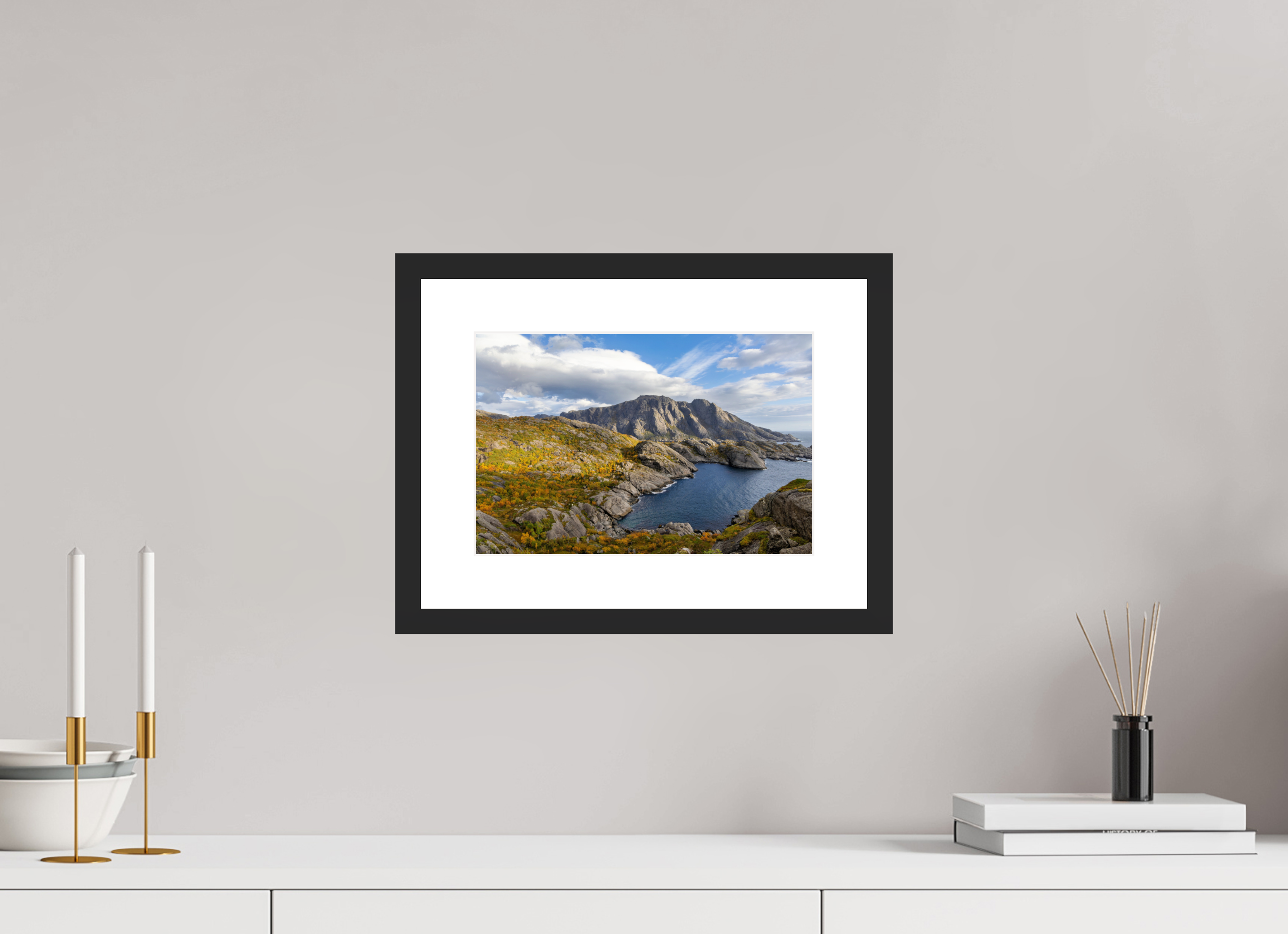 30 x 20 cm, Cadre avec passe partout Couleurs d'automne aux îles Lofoten