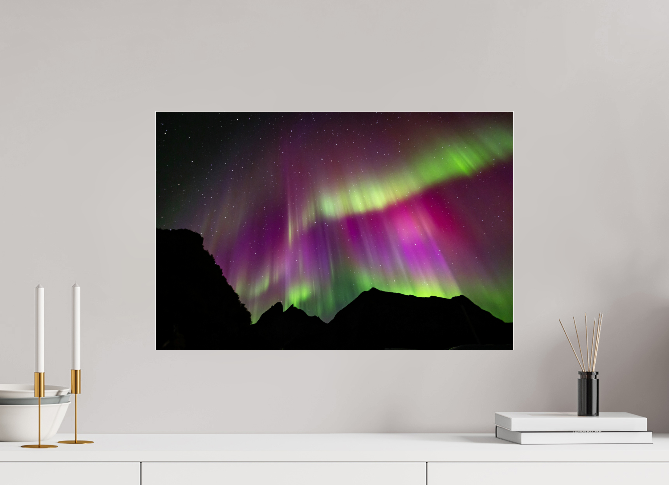 60 x 40 cm, Photo Print Under Acrylic Glass Northern Lights