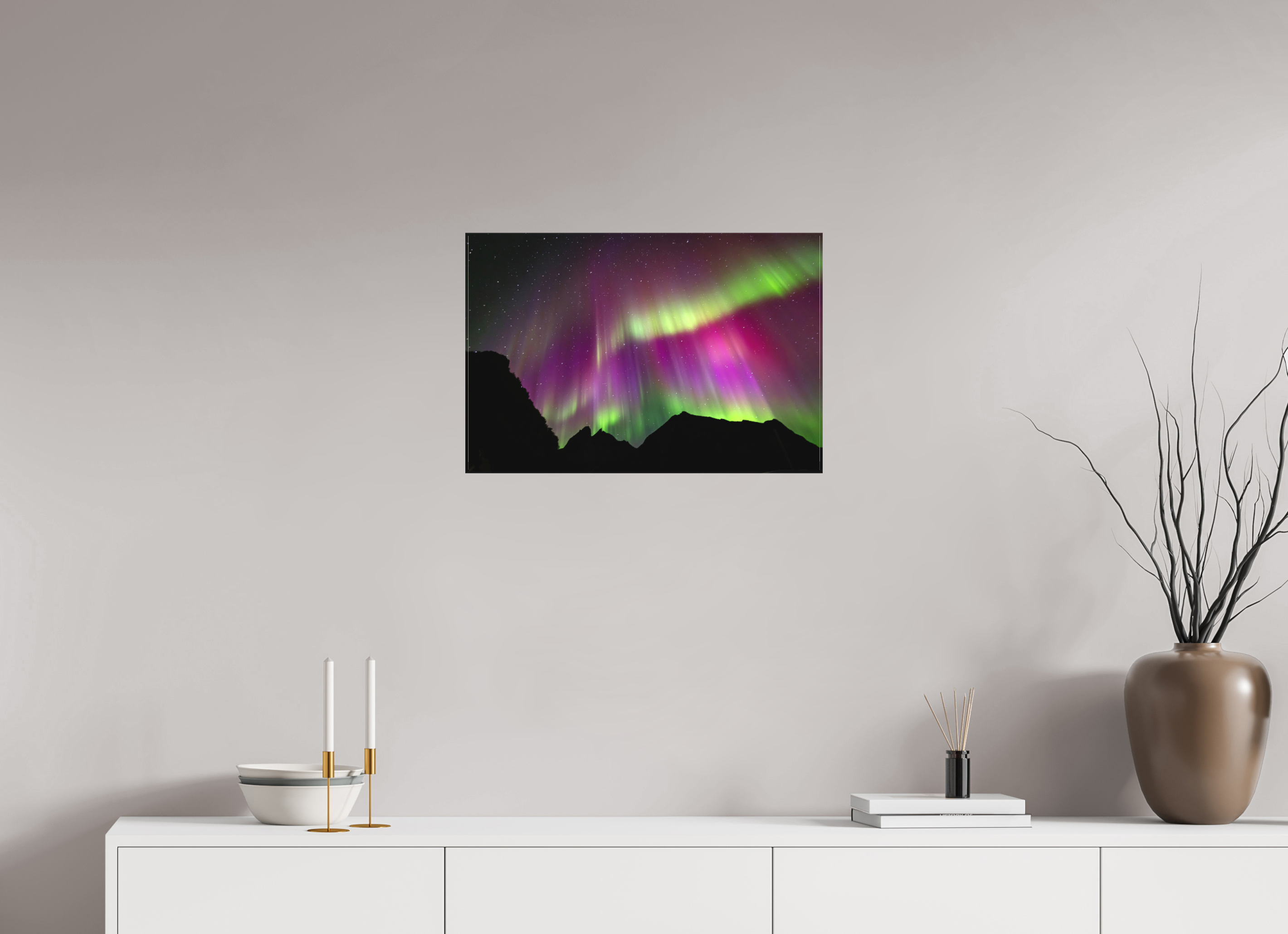 60 x 40 cm, Cadre simple Matte on Stretcher Frame Northern Lights