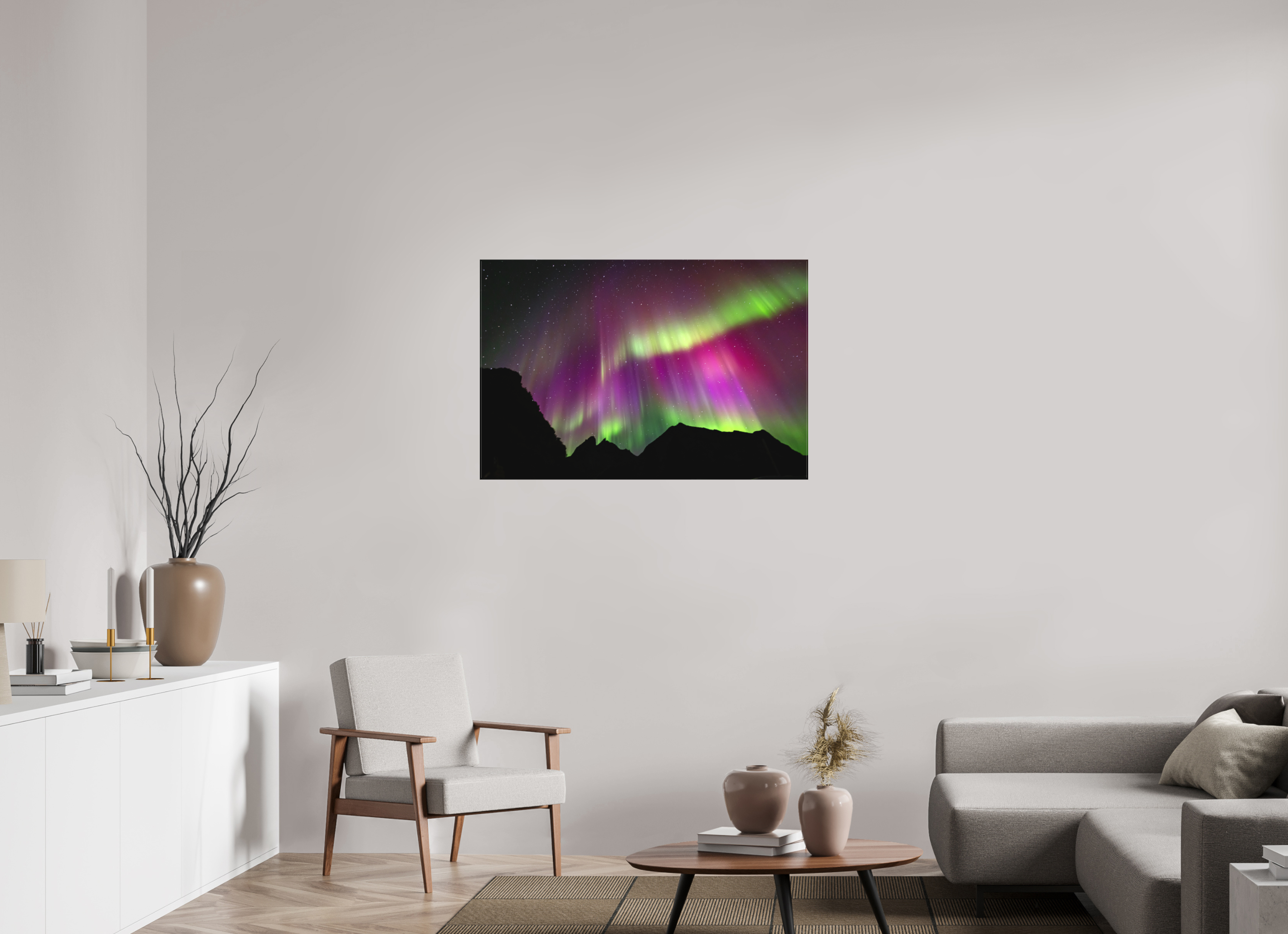 105 x 70 cm, Cadre simple Matte on Stretcher Frame Northern Lights