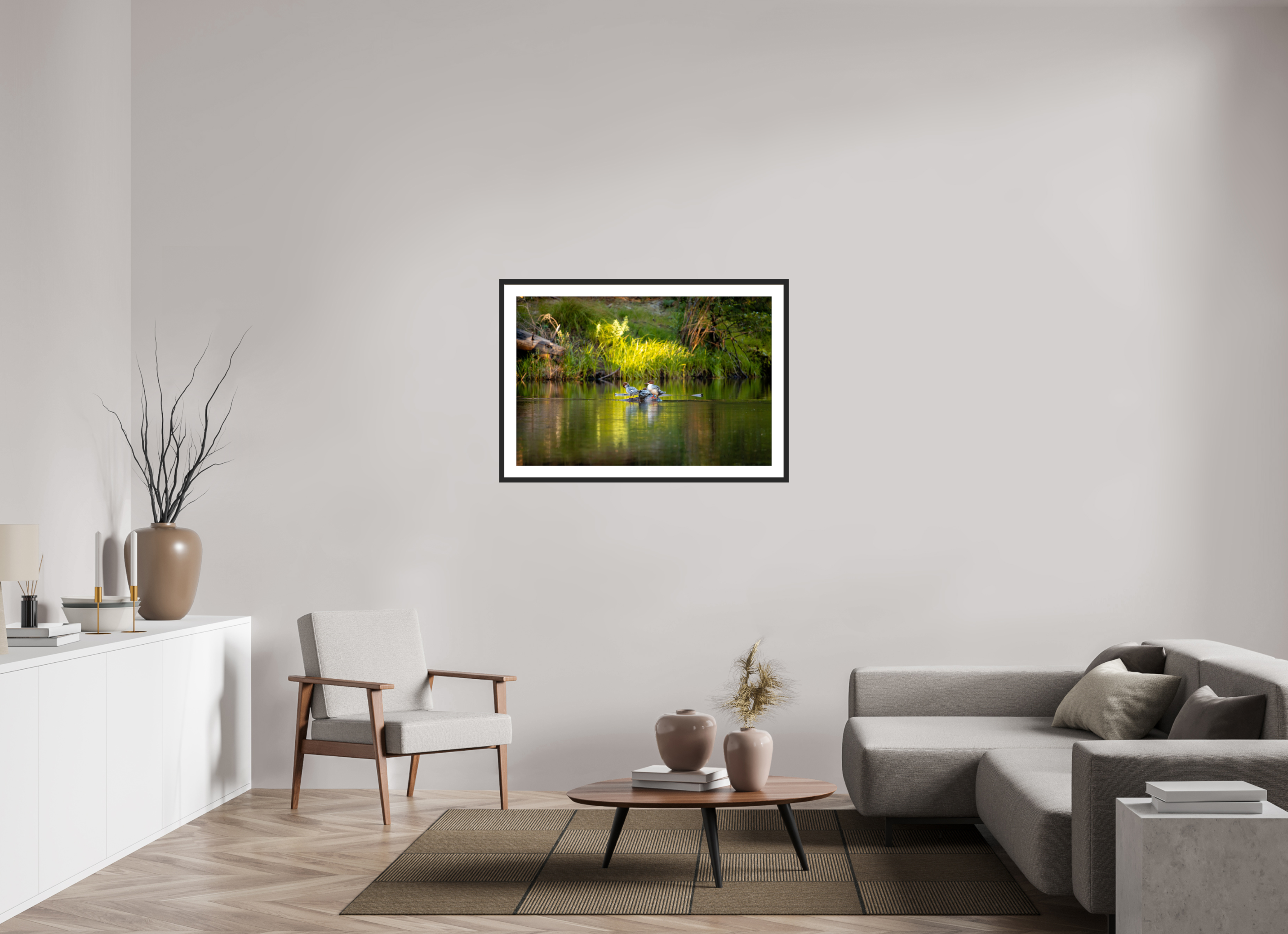 105 x 70 cm, Cadre avec passe partout Mergus