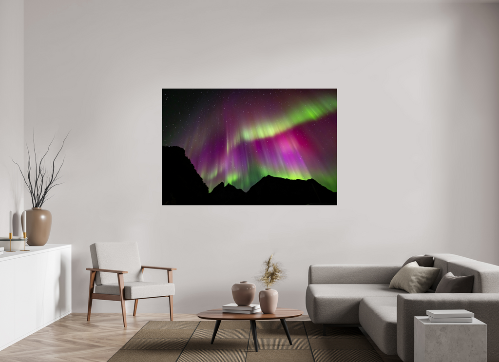 180 x 120 cm, Photo Print Under Acrylic Glass Northern Lights