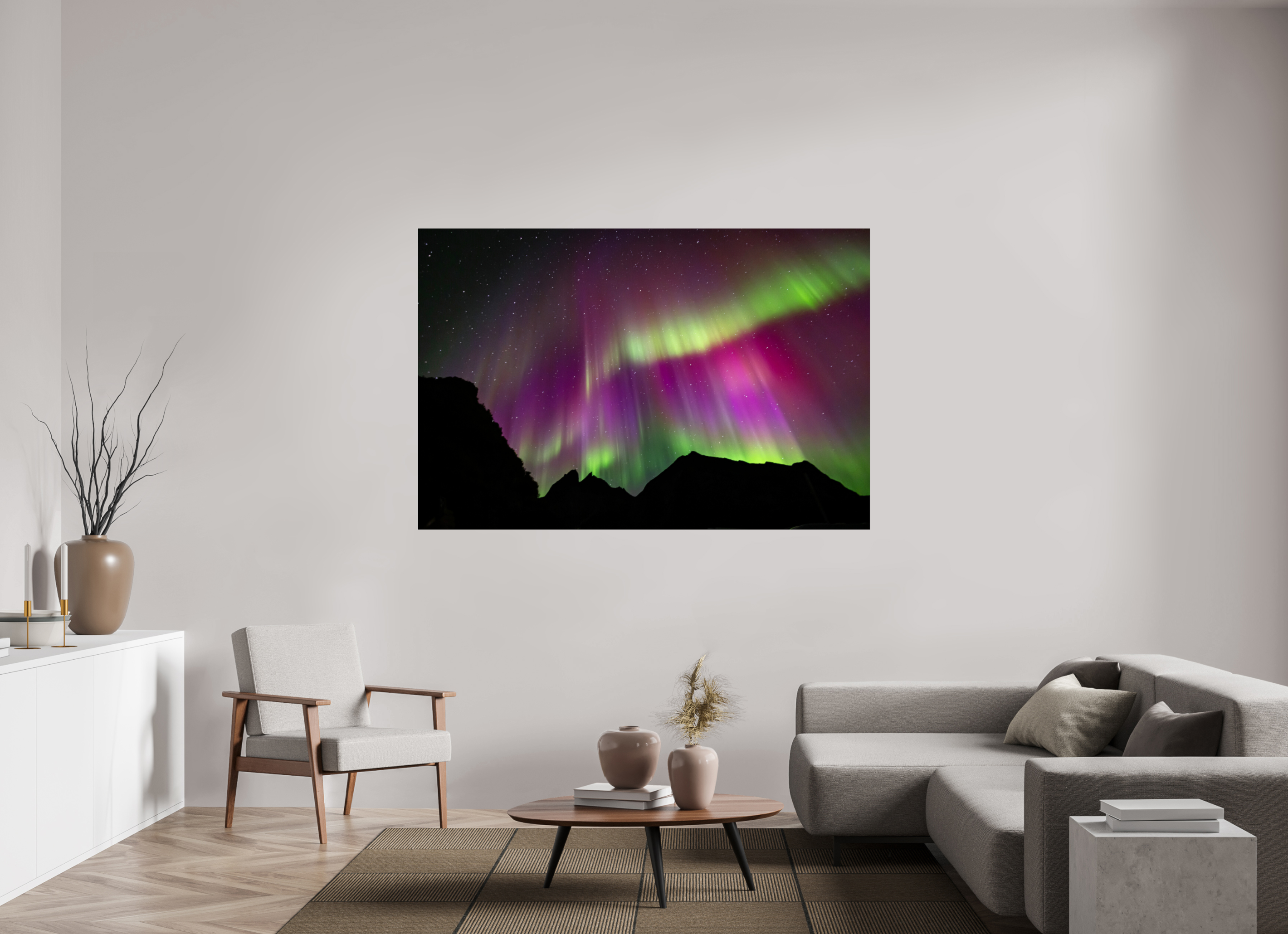 180 x 120 cm, Photo Print Under Acrylic Glass Northern Lights
