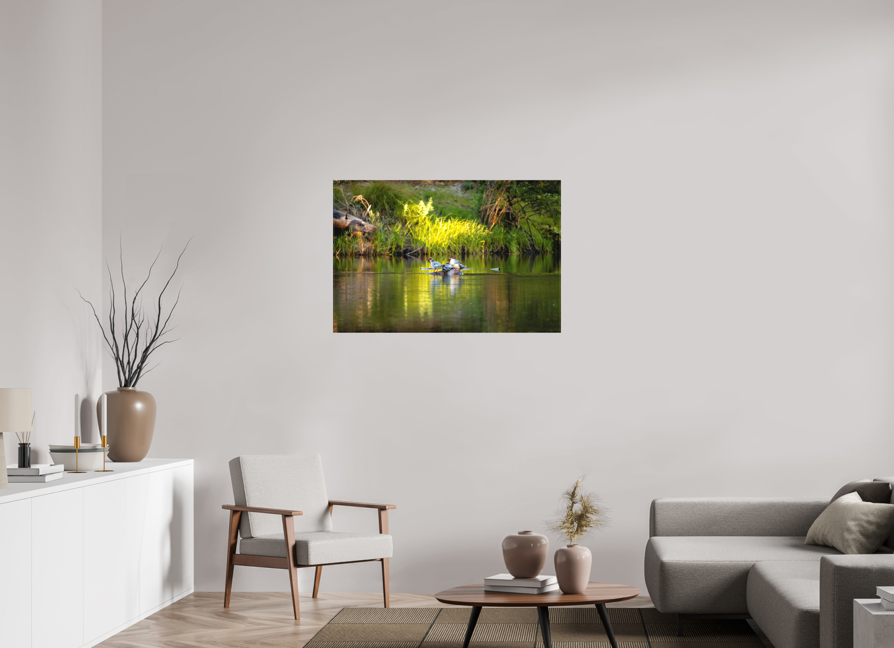 105 x 70 cm, Cadre simple Matte on Stretcher Frame Mergus