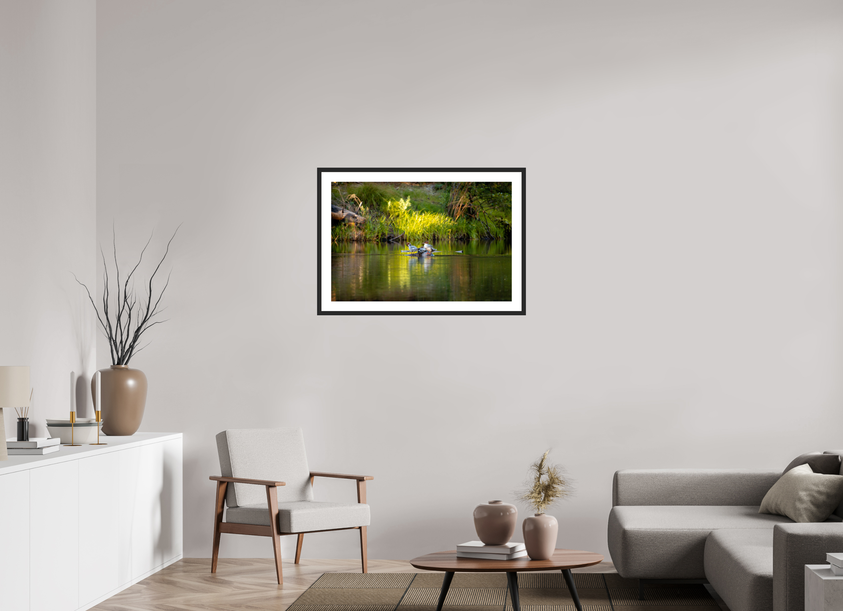 90 x 60 cm, Cadre avec passe partout Mergus