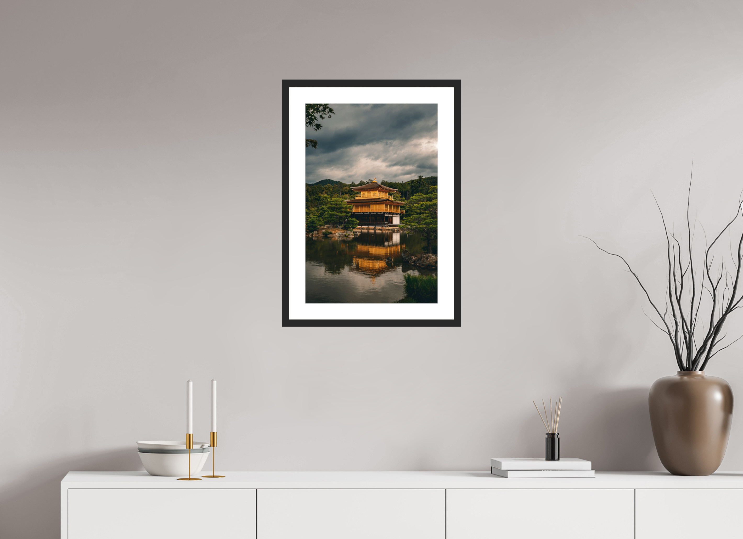 40 x 60 cm, Cadre avec passe partout Kinkaku-ji